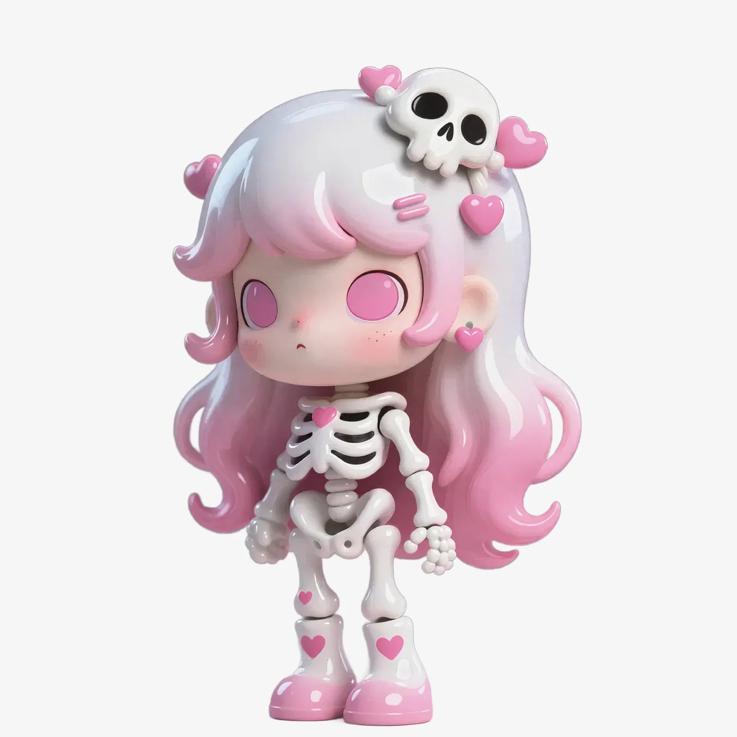 Pink White Skull Girl Figurine