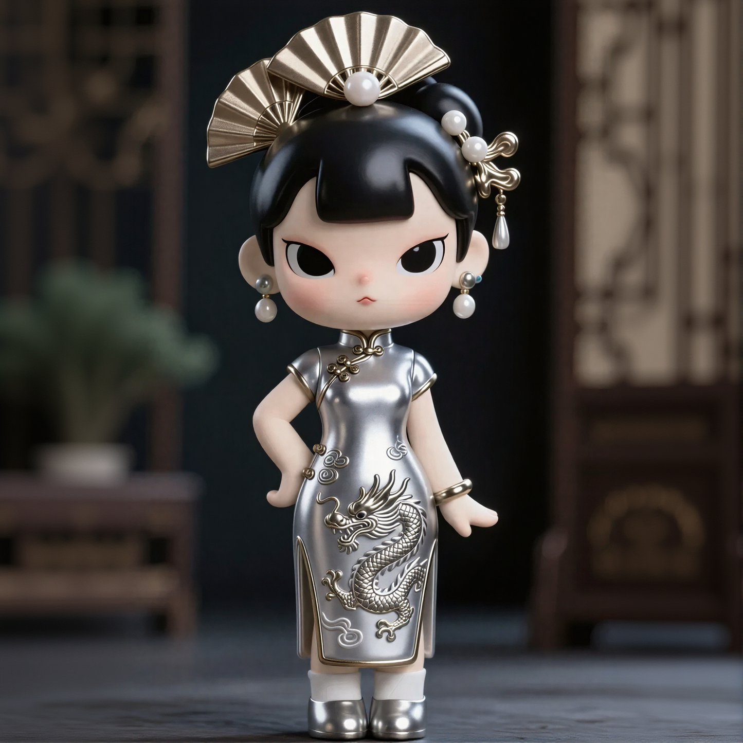 Cheongsam Dragon Pattern Figurines