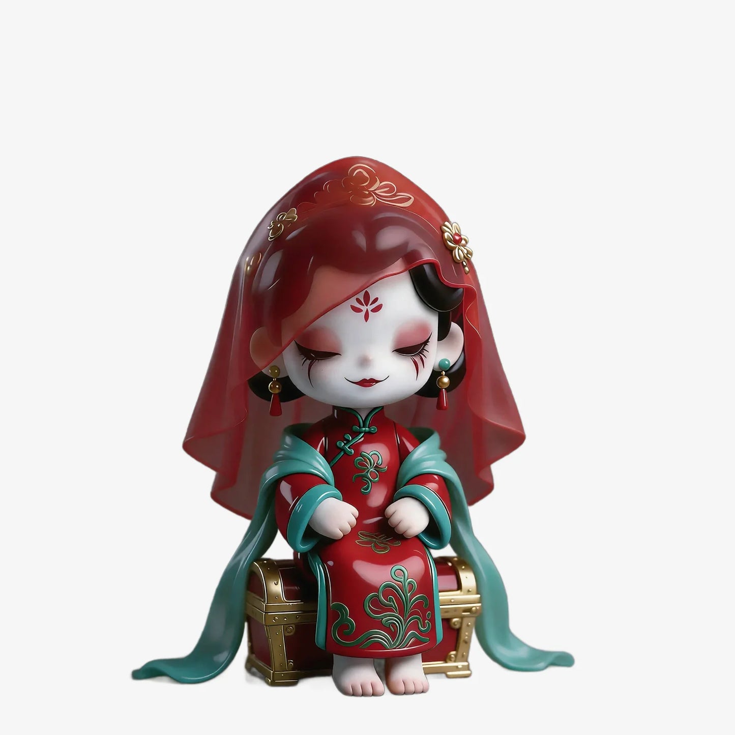 Red Makeup Ancient Style Figurine