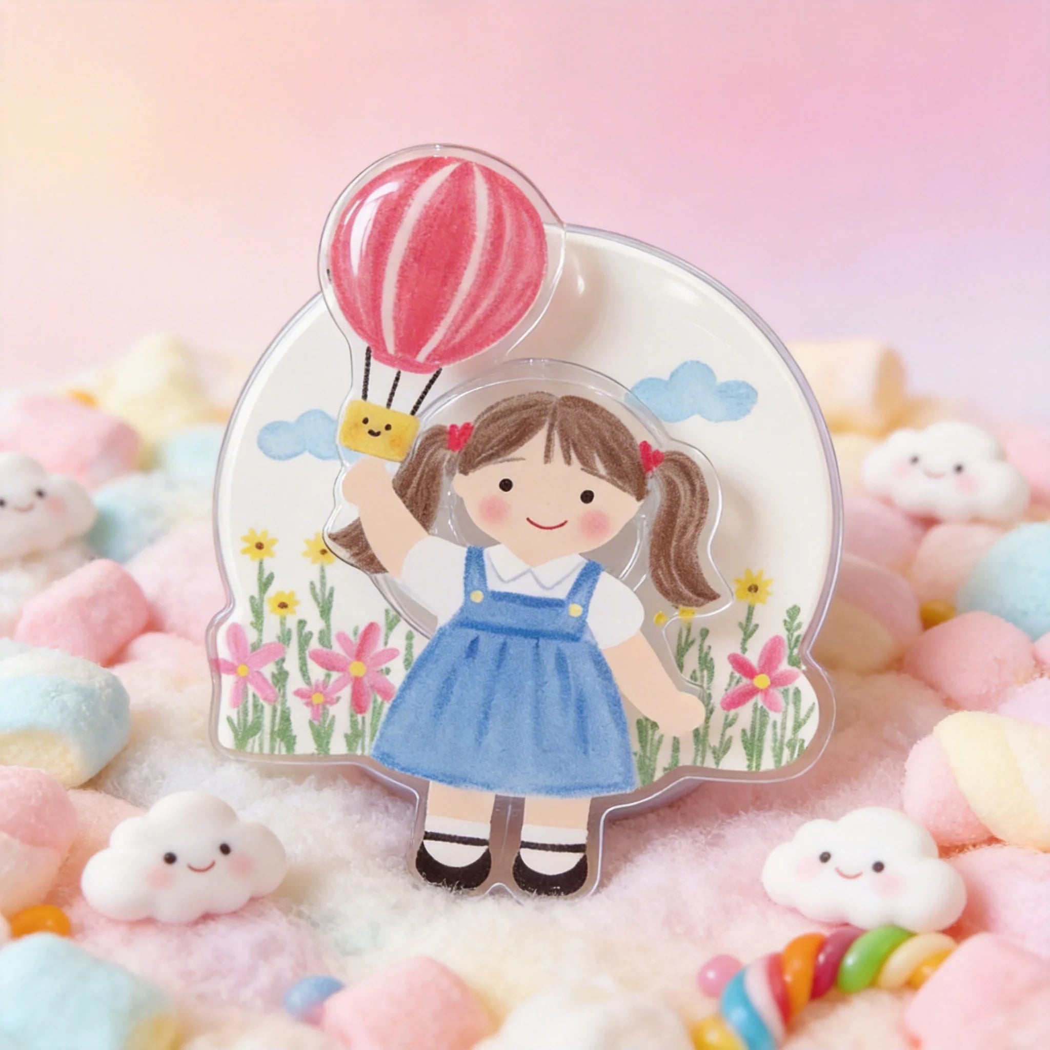 Girl Balloon Fun Phone Grip Stand