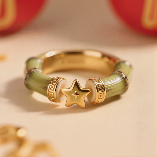 Green Bamboo Star Decor Rings