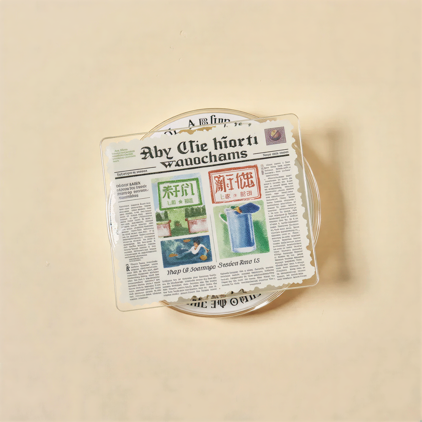 Vintage Newspaper Style Phone Grip Stand