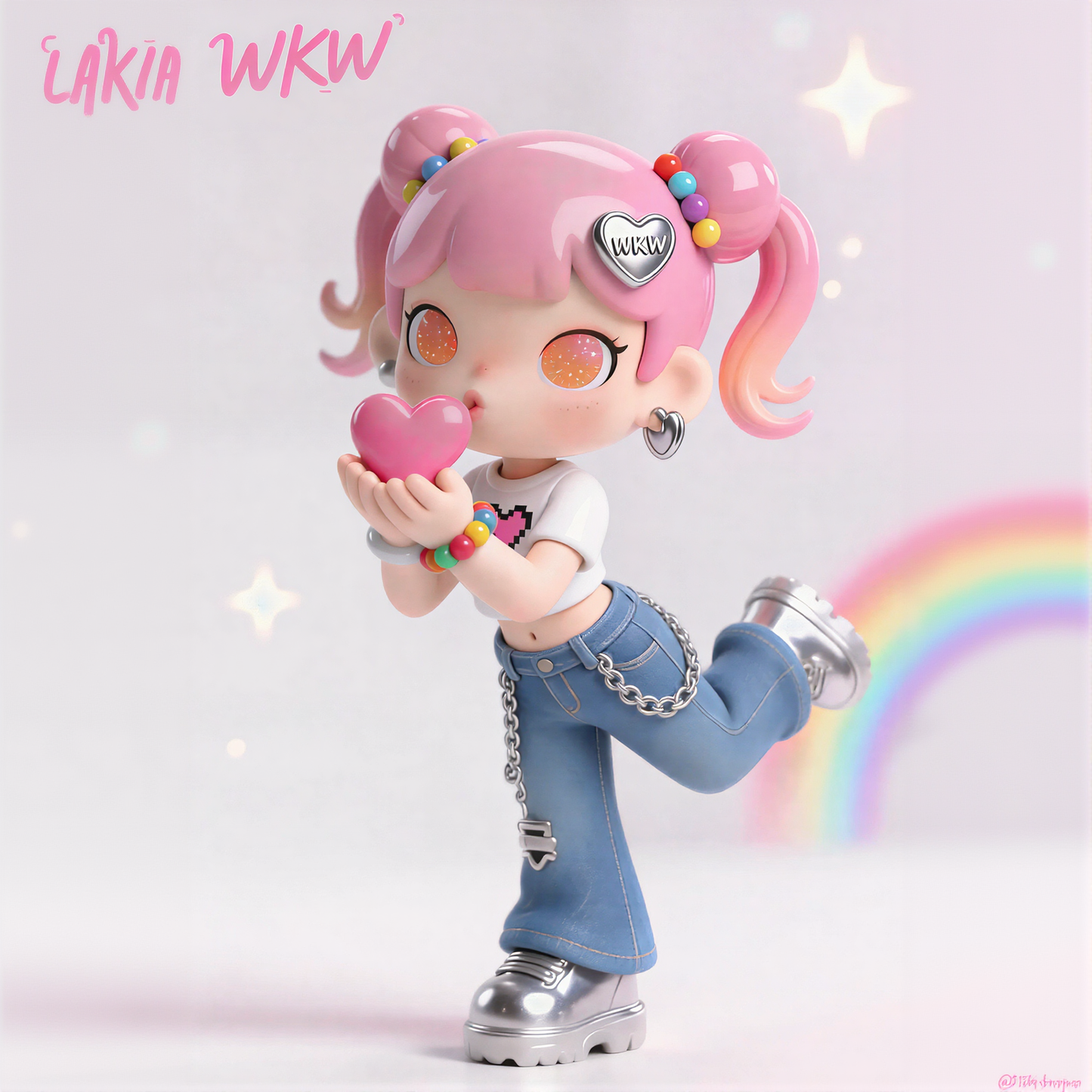 Pink Hair Love Girl Figurine