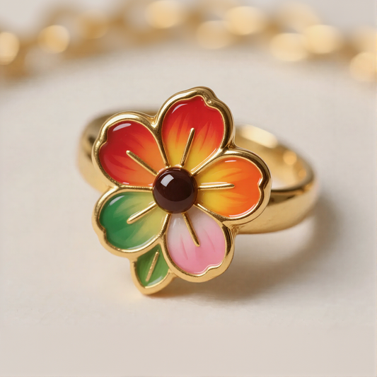 Colorful Flower-Shaped Rings