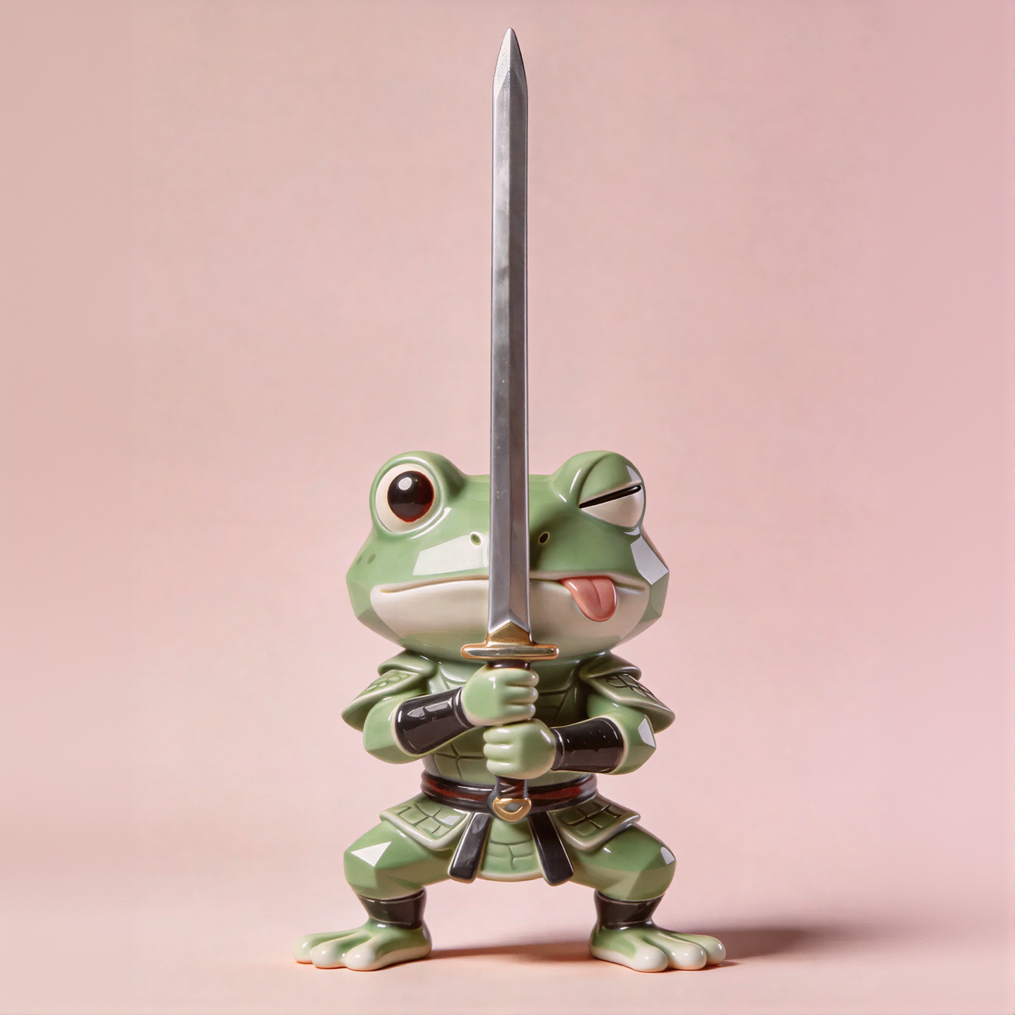 Sword Holding Cute Frog Figurines
