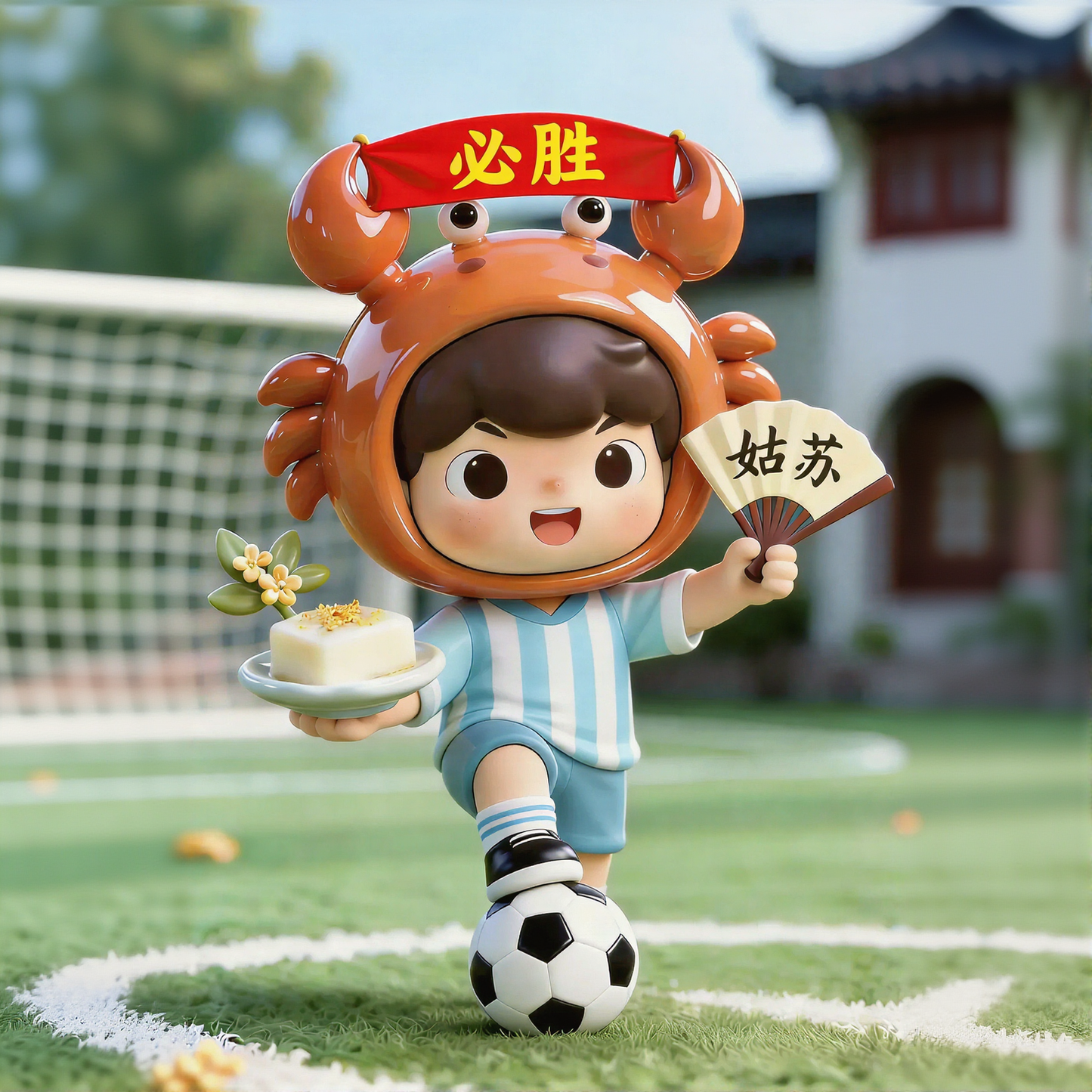 Crab Football Boy Figurine