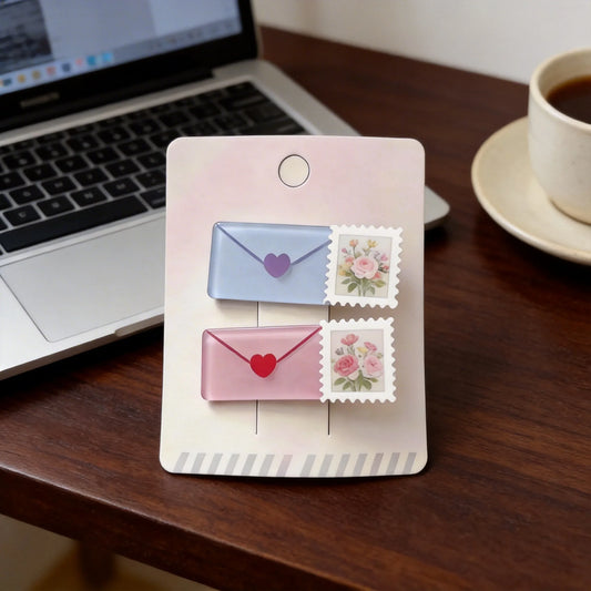 Love Envelope & Stamp Hair Clip