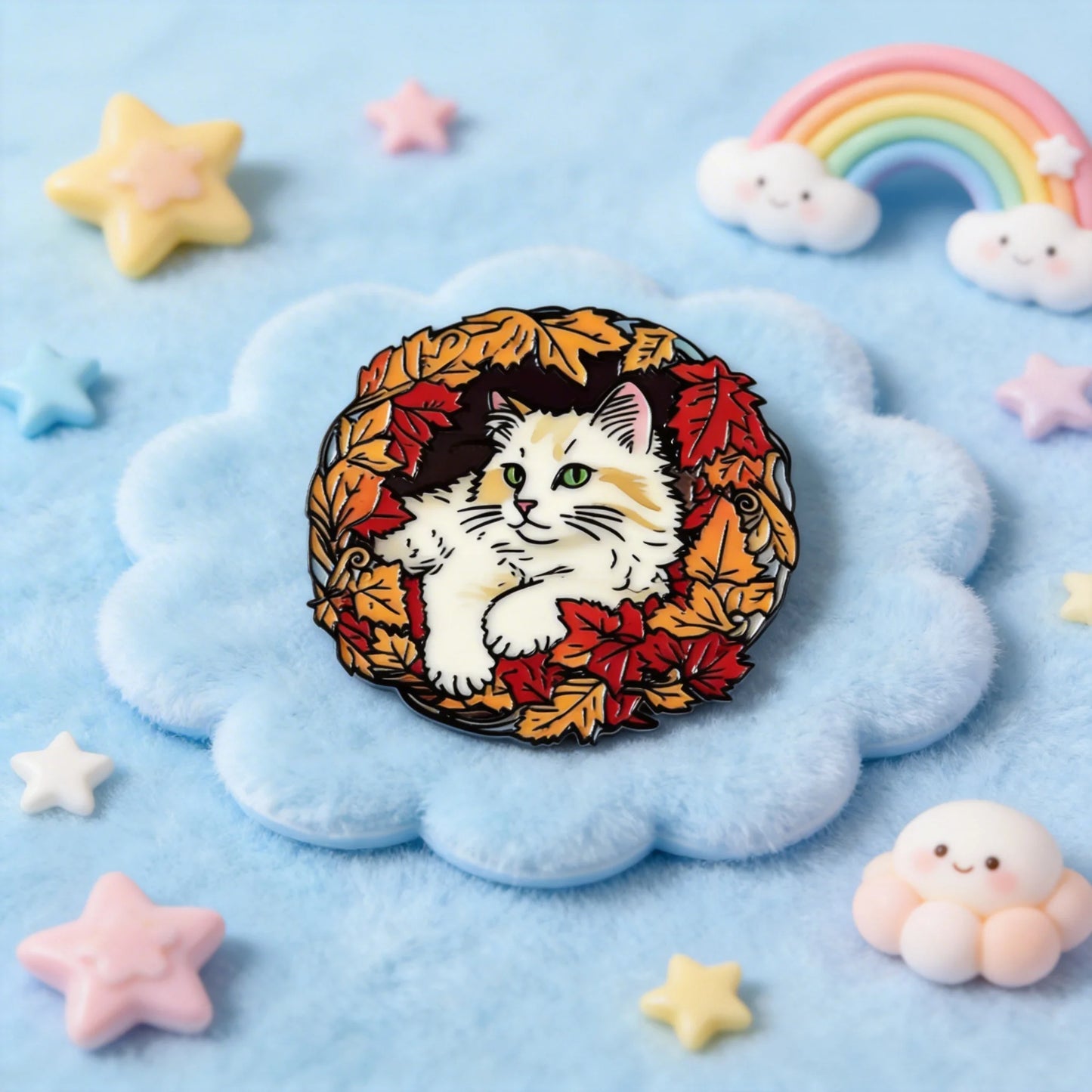 Autumn Leaf Cat Fridge Magnet