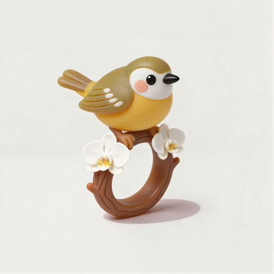 Cute Bird With Flower Rings