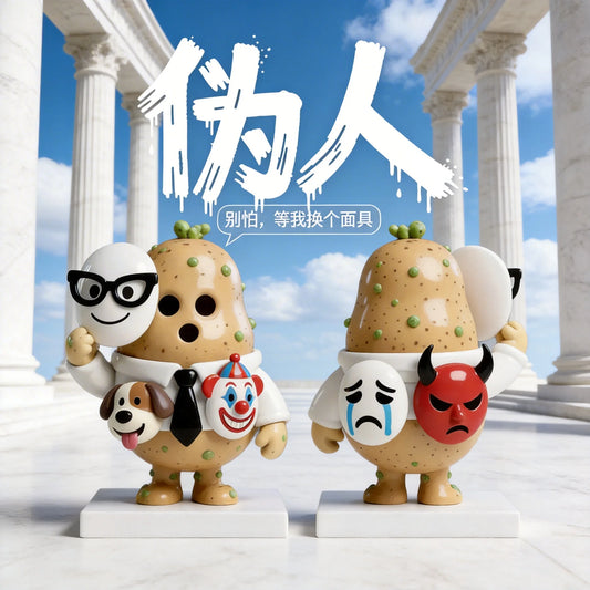 Multi Mask Potato Figurine