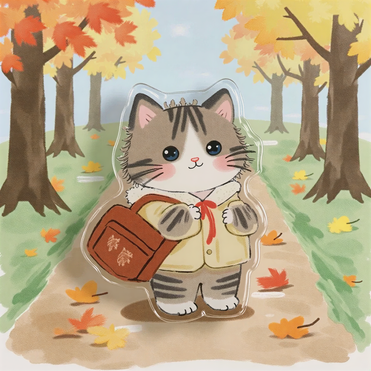 Autumn Cute Cat Phone Grip Stand