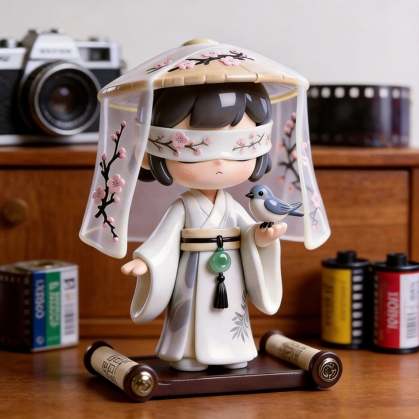 Ancient Flower Branch Girl Figurine