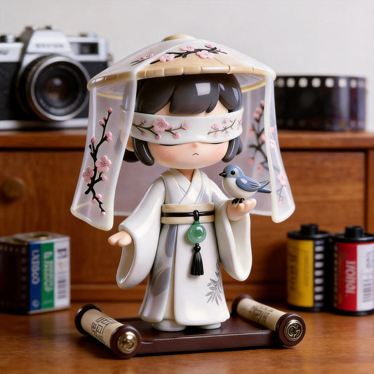 Ancient Flower Branch Girl Figurine