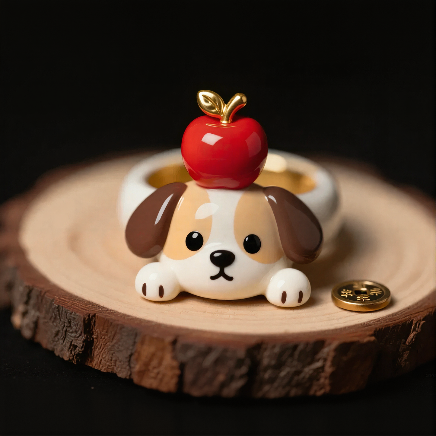 Cute Dog Red Fruit Rings