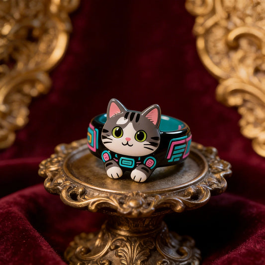 Cute Tech Cat Ring