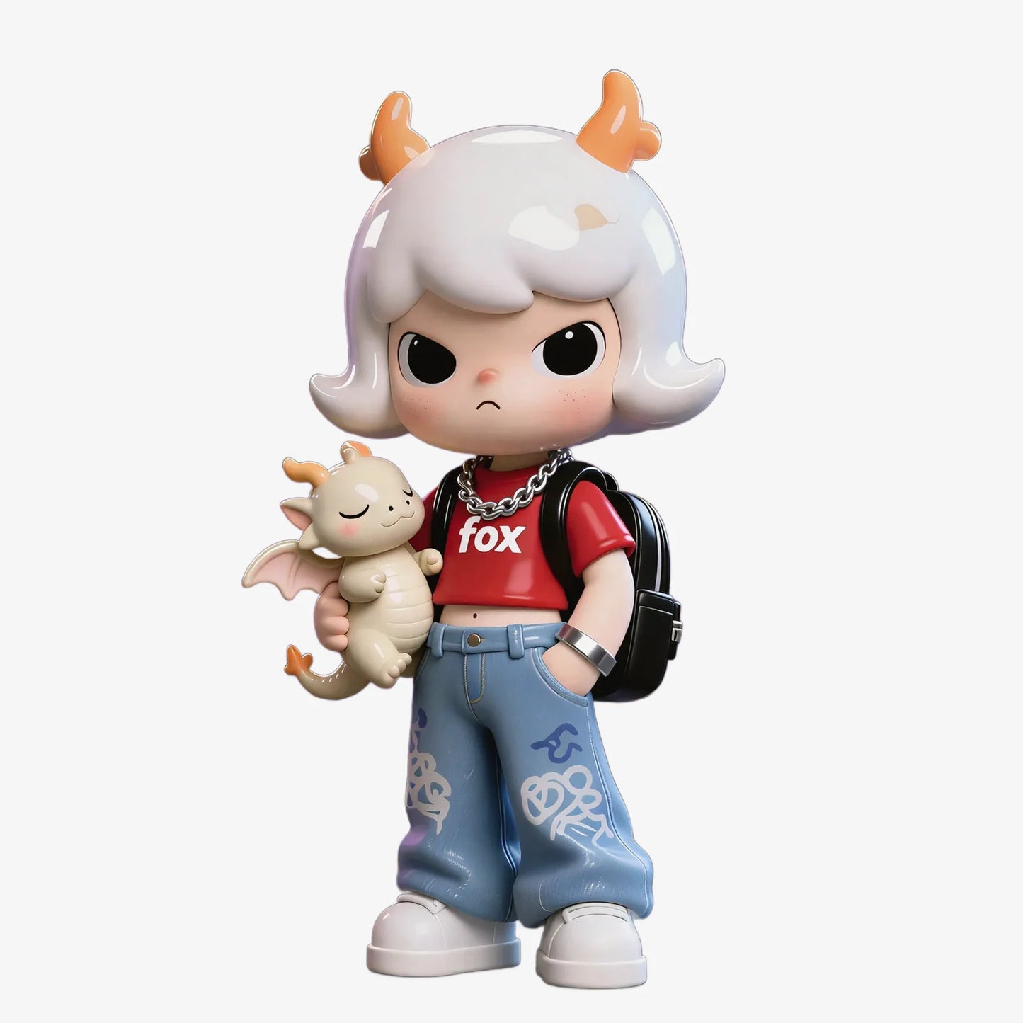 Trendy Cool Dragon Horn Girl Figurines