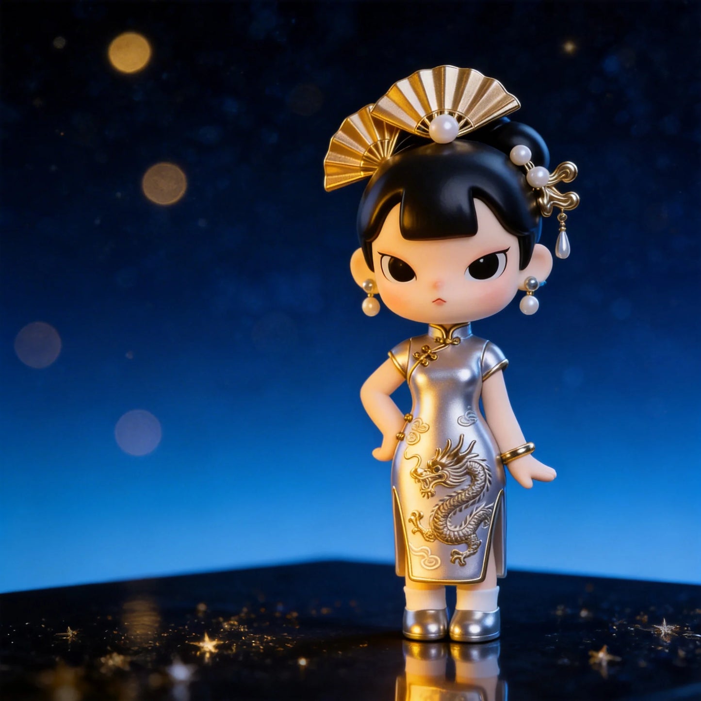 Cheongsam Dragon Pattern Figurines
