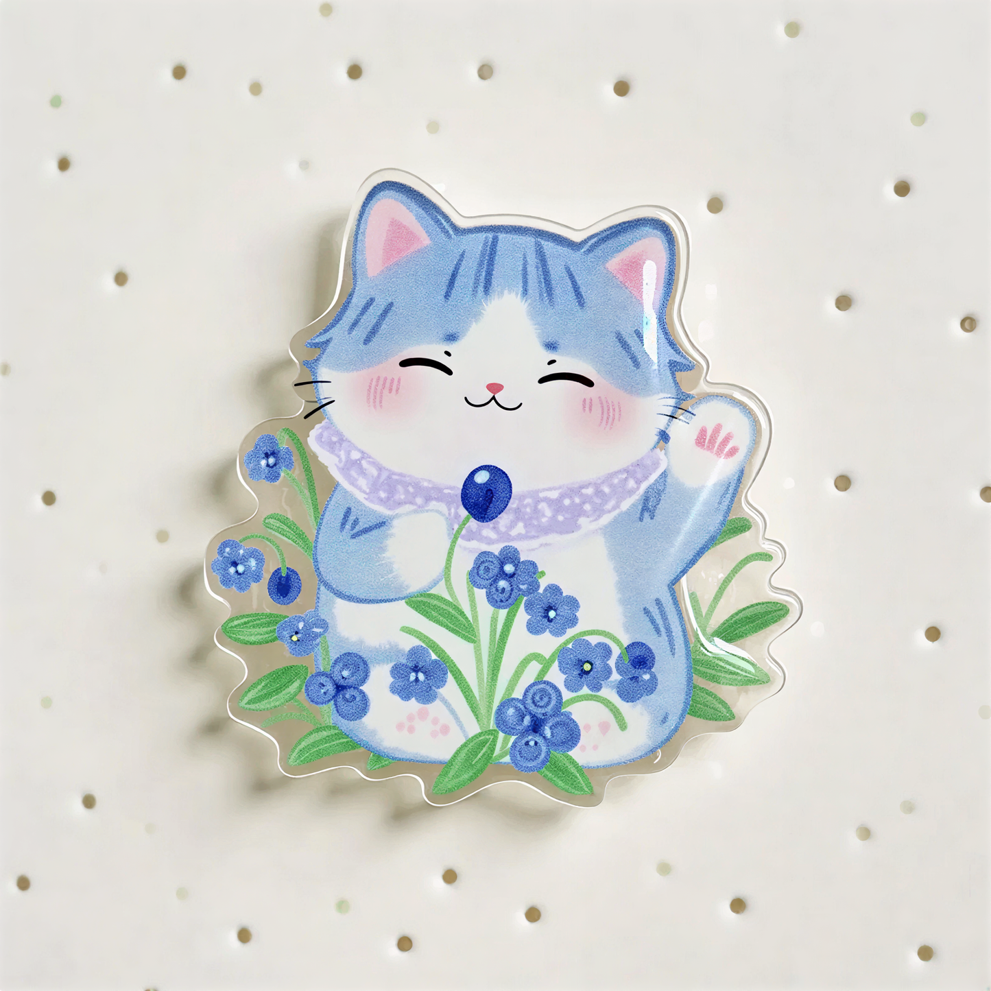 Blue Cat Flower Phone Grip Stand