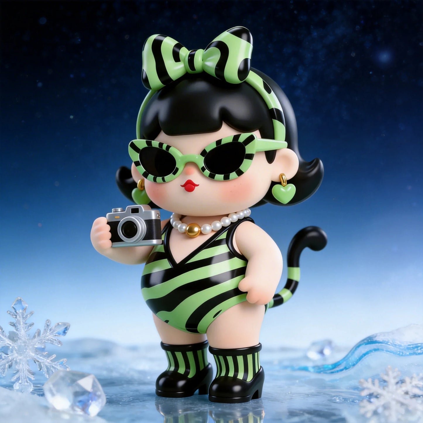 Green Black Stripes Figurine
