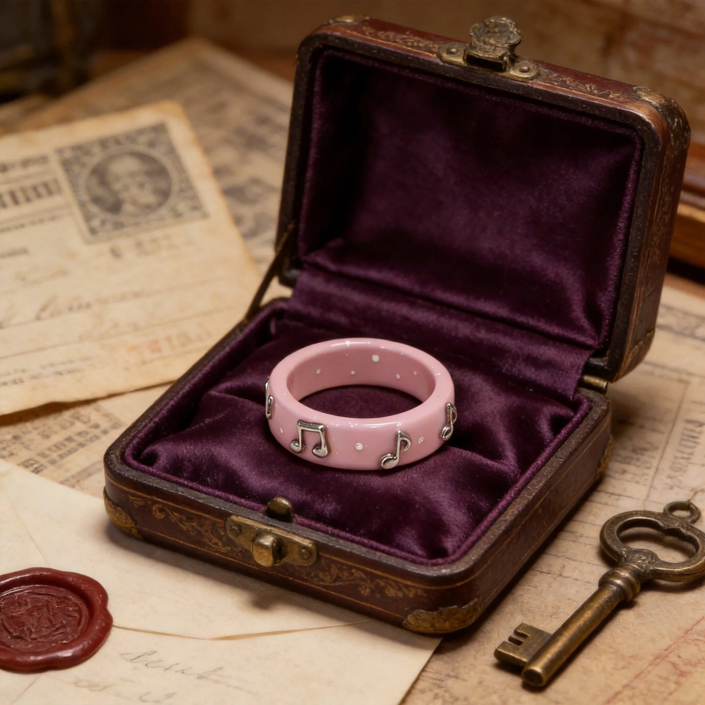 Pink Music Note Style Rings