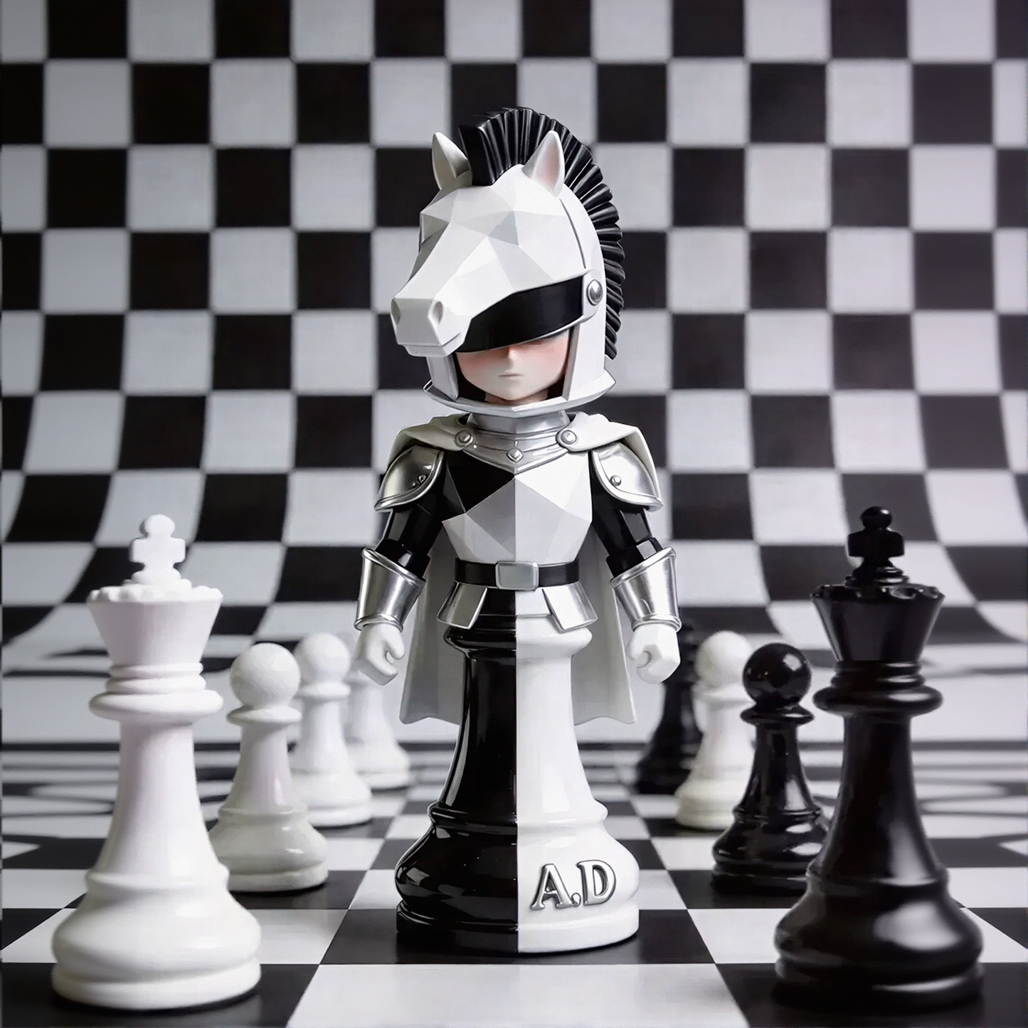 Black and White Knight Style Figurines