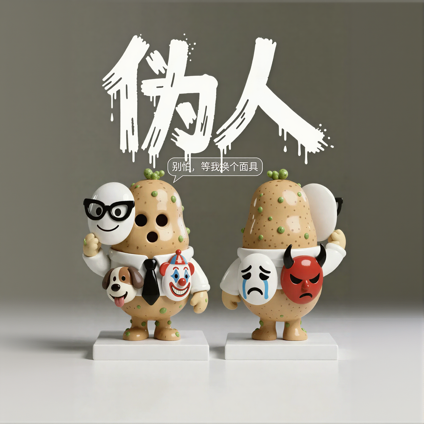 Multi Mask Potato Figurine