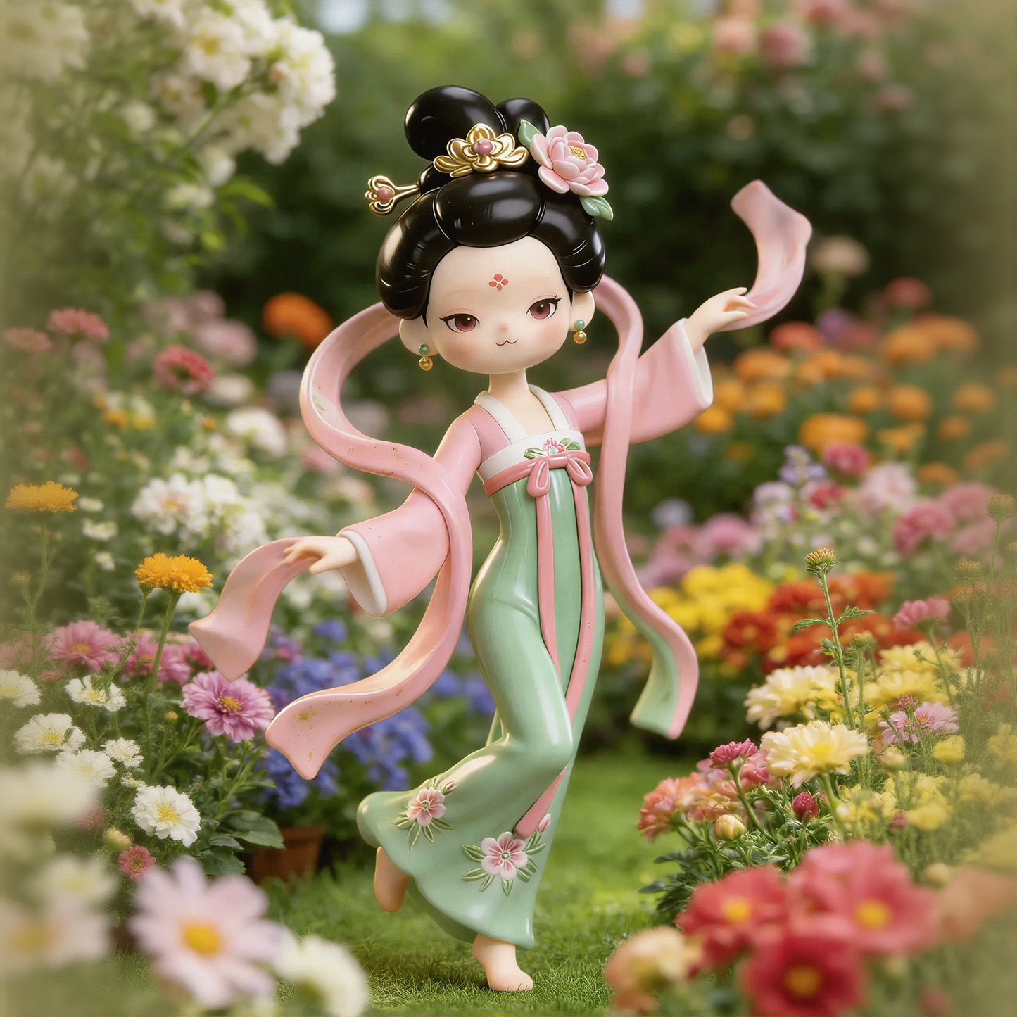 Ancient Flower Dress Beauty Figurine