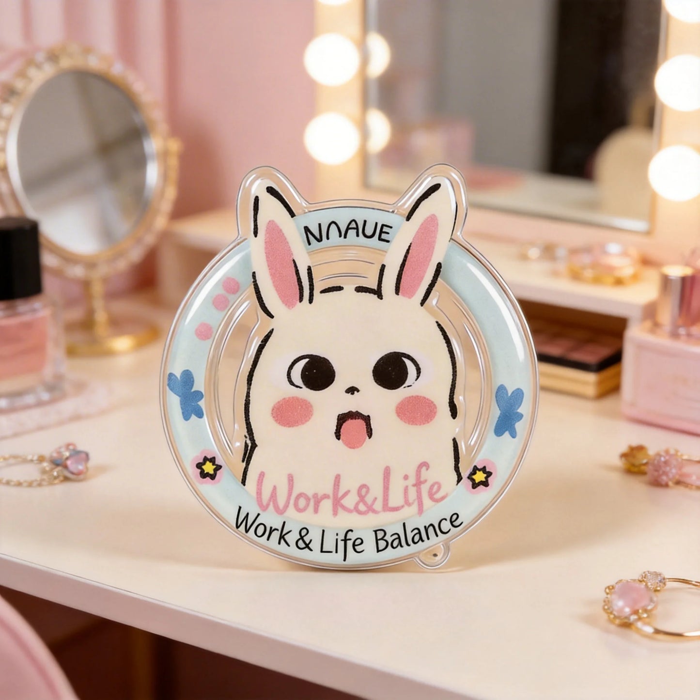 Cute Rabbit Work-Life Balance Phone Grip Stand