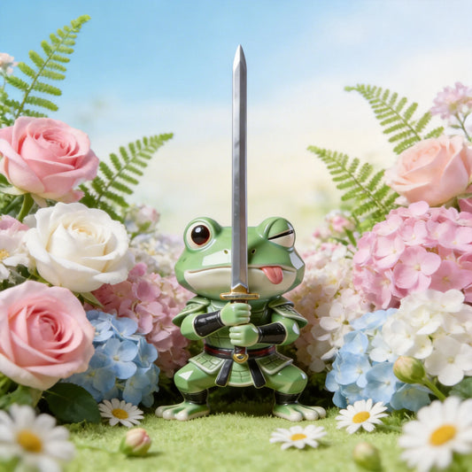 Sword Holding Cute Frog Figurines