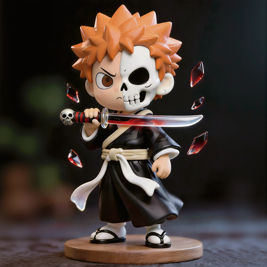 Half-face Skeleton Samurai Figurine