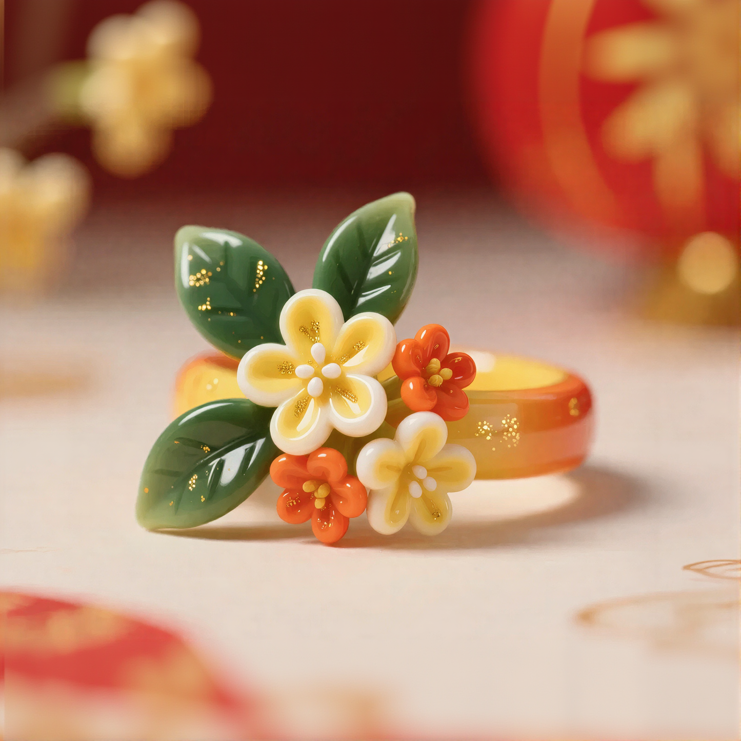 Flower Leaf Decor Rings