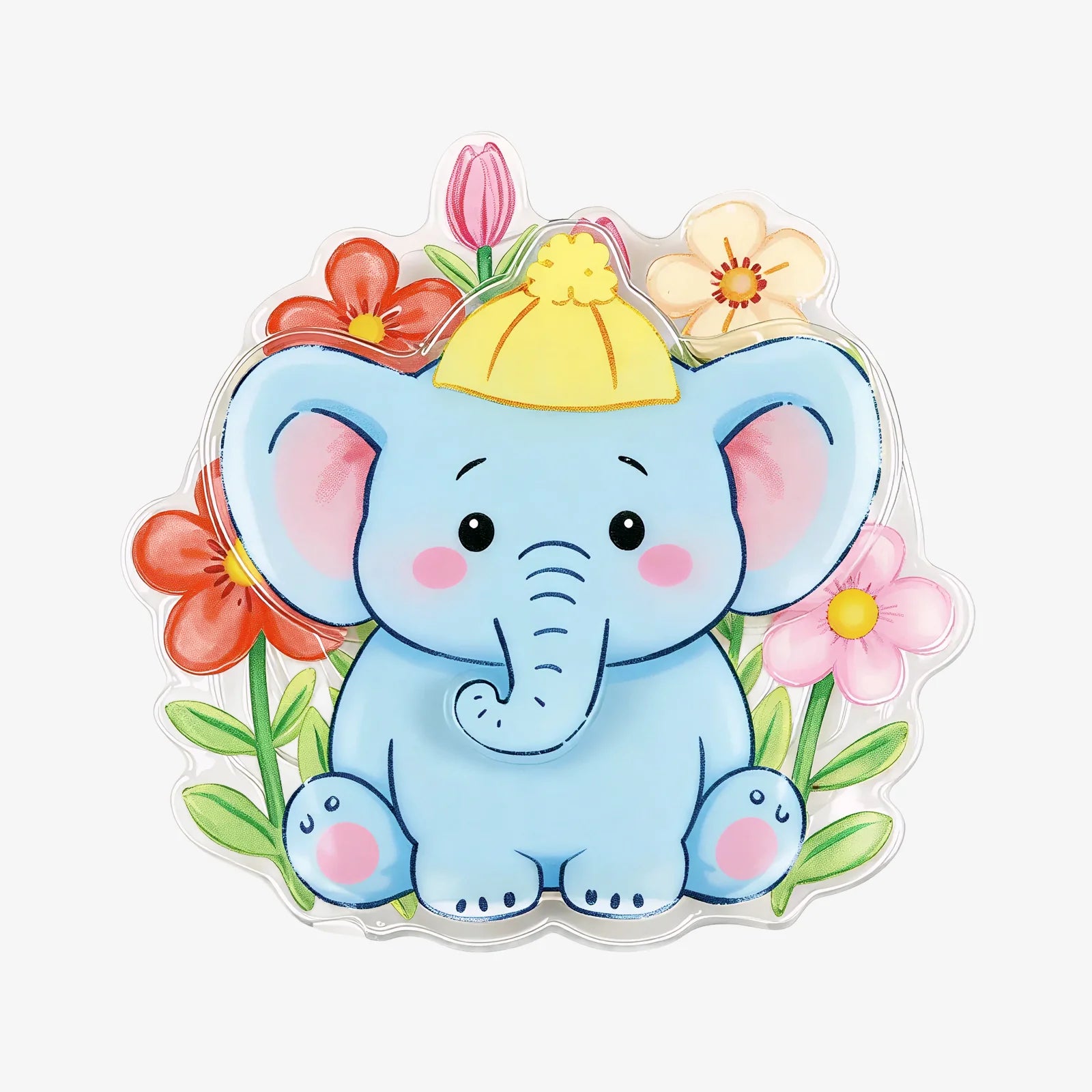 Cute Elephant in Flower Fun Phone Grip Stand