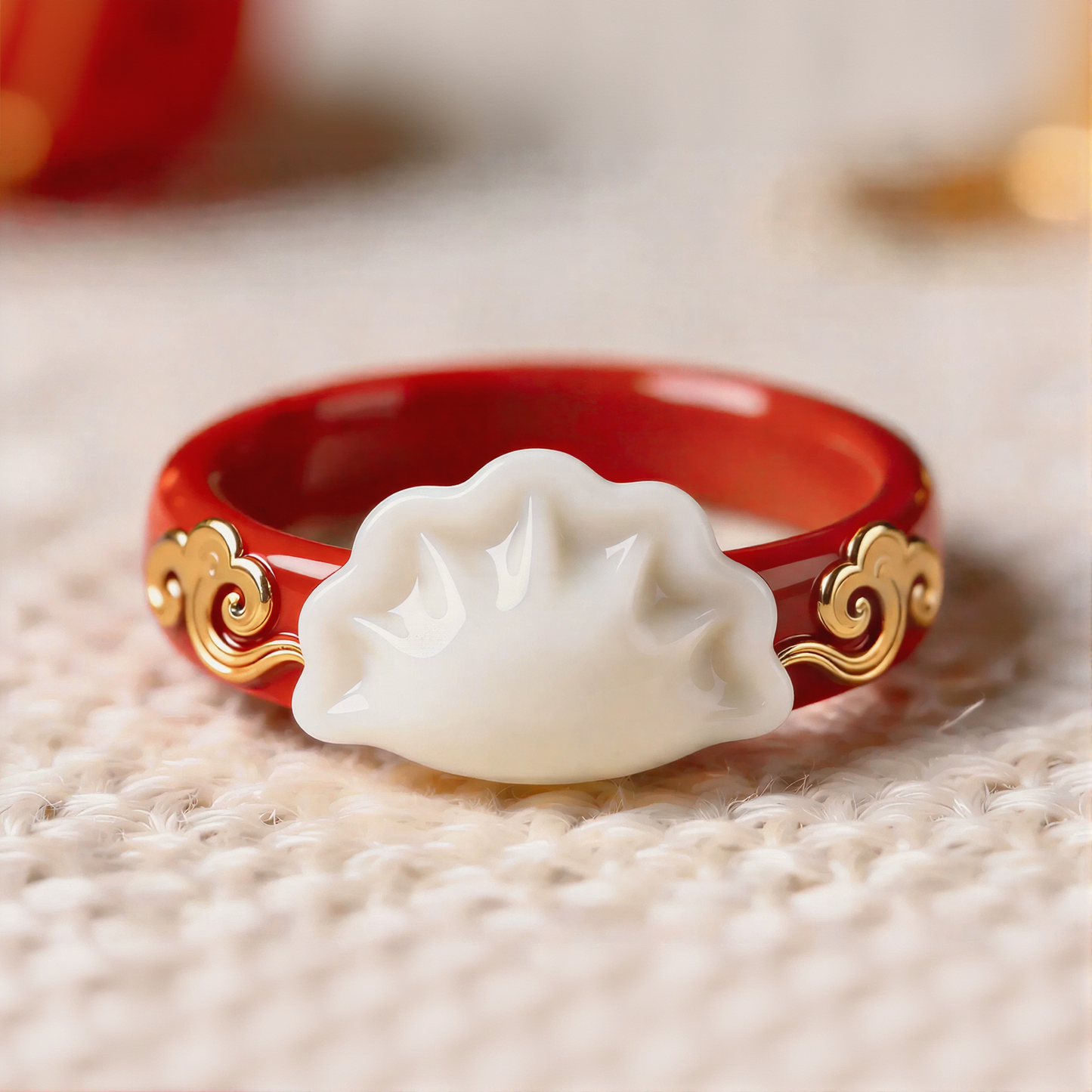 Red Auspicious Cloud Dumpling Rings