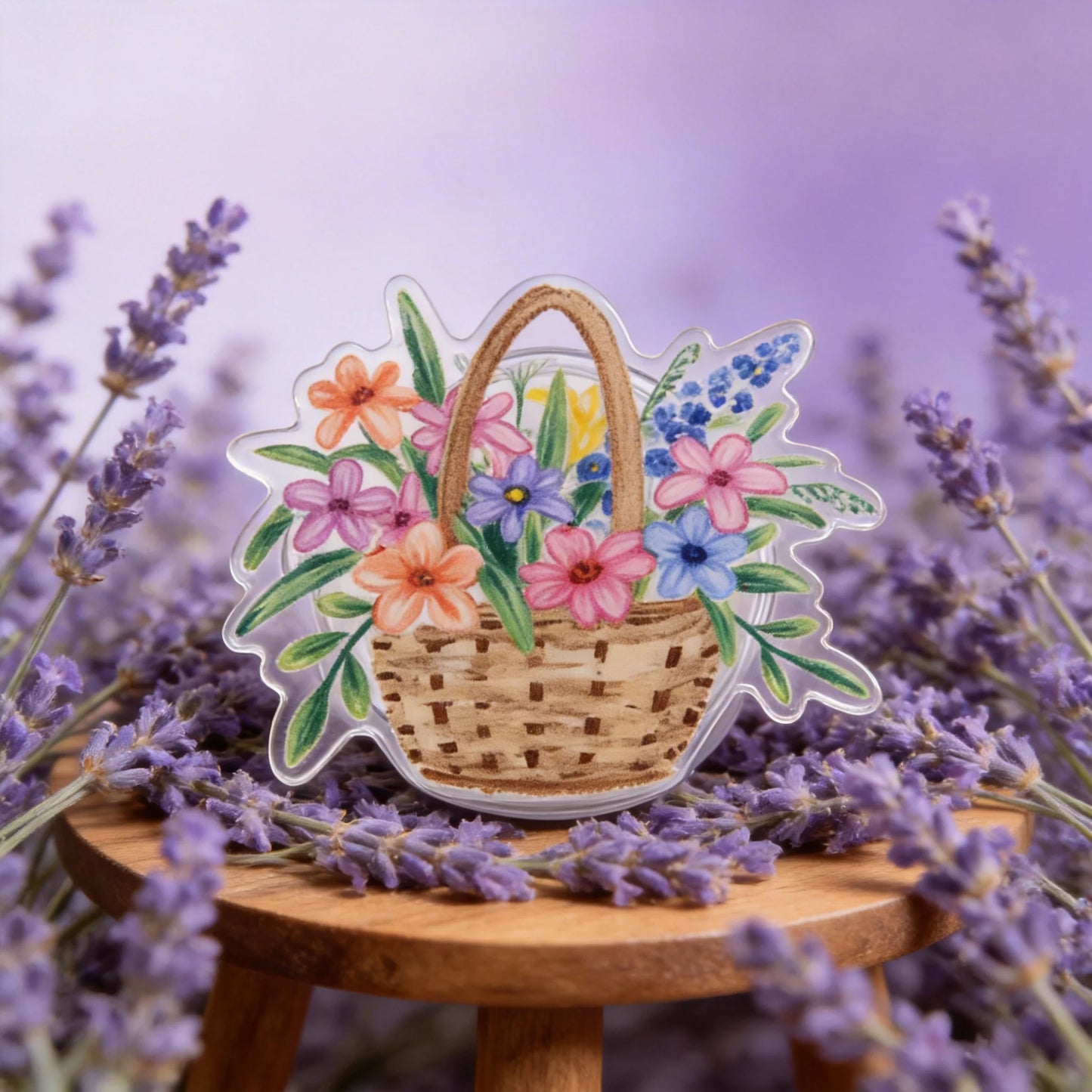 Colorful Flower Basket Phone Grip Stand