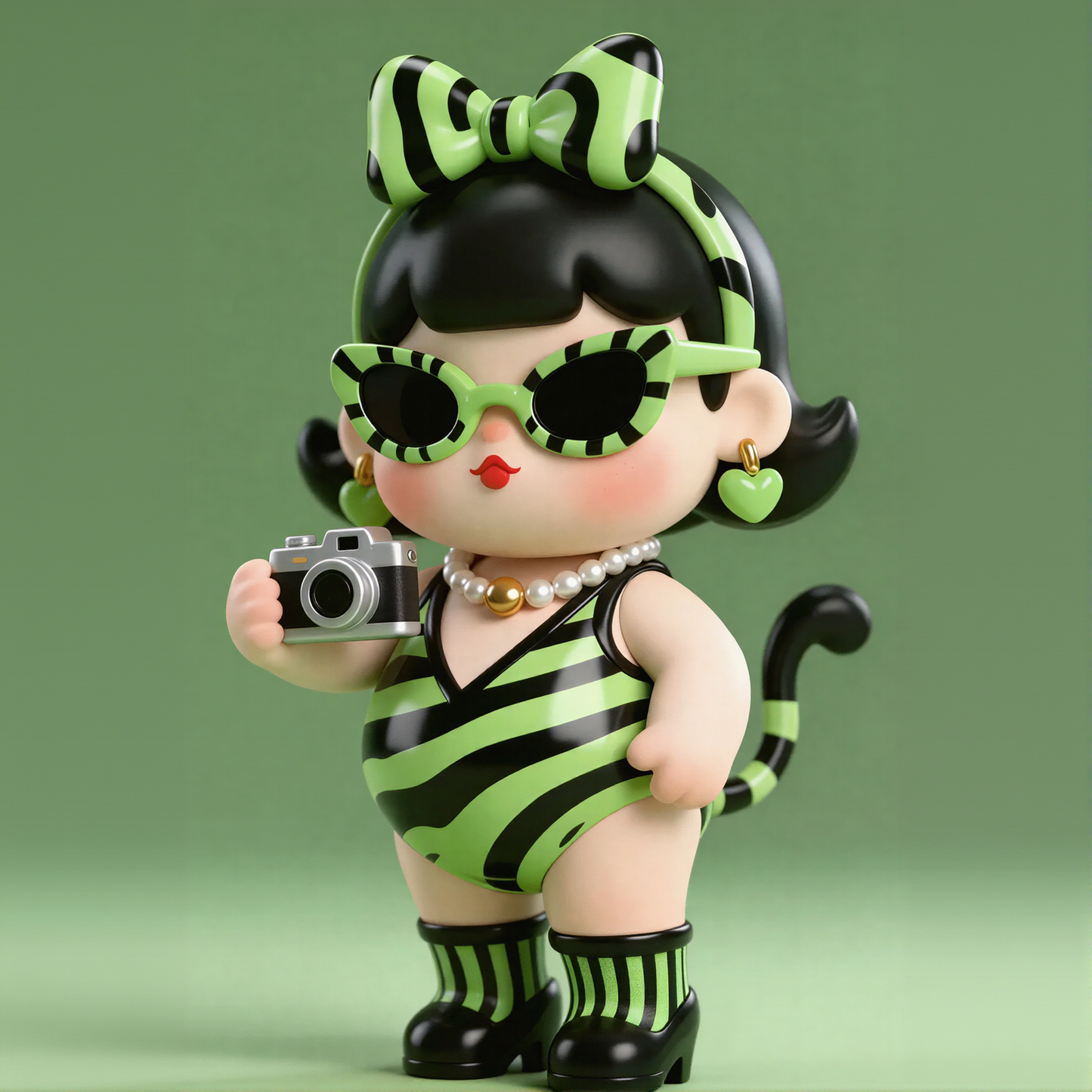 Green Black Stripes Figurine