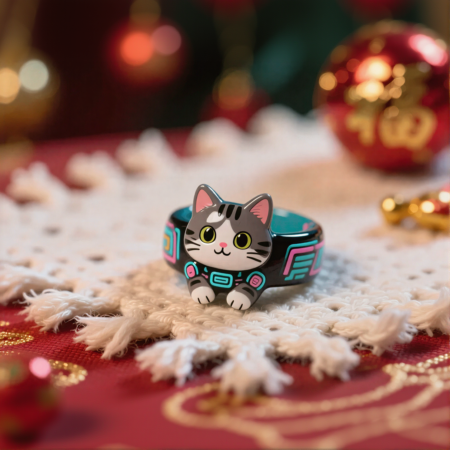Cute Tech Cat Ring