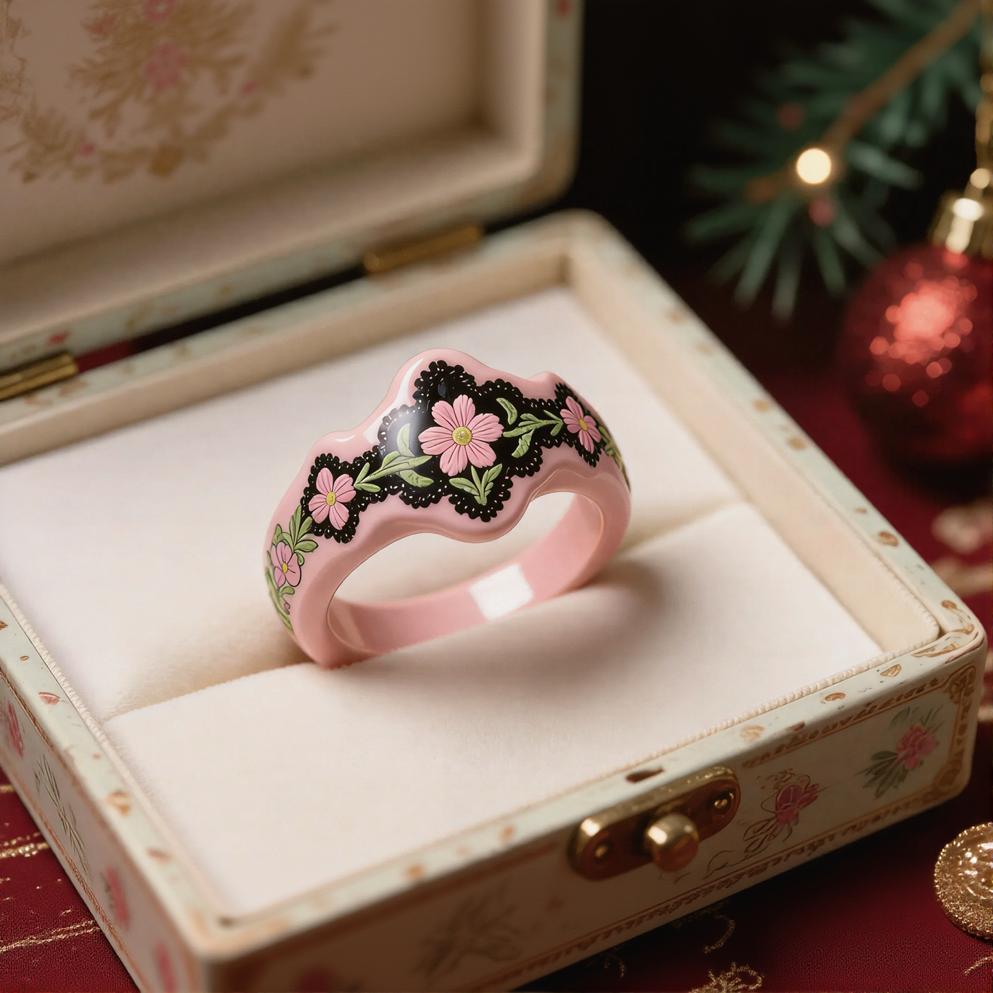 Pink Floral Ring