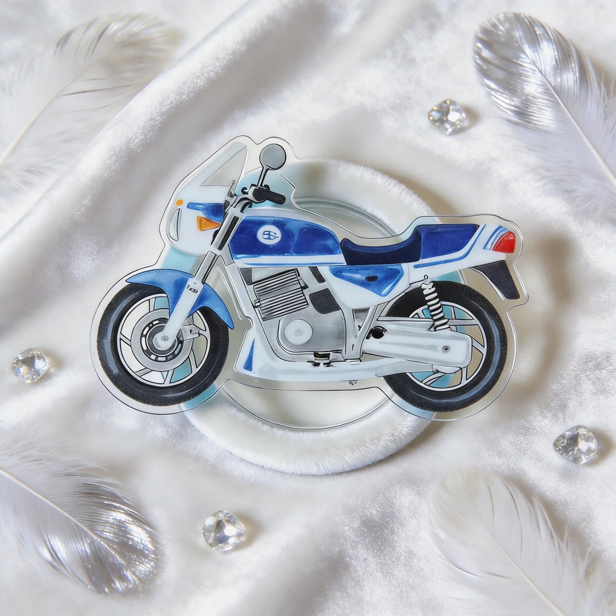 Blue & White Motorcycle Phone Grip Stand