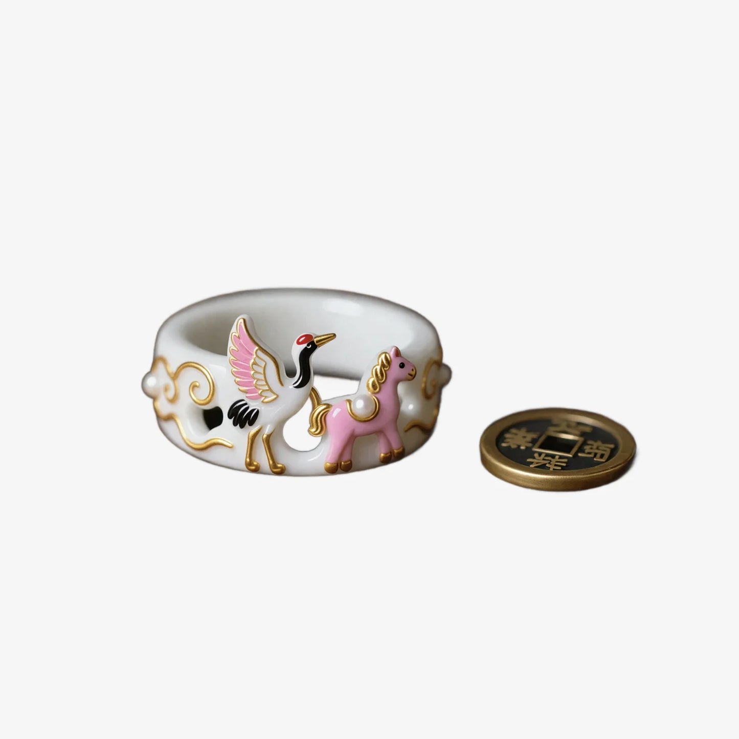 Crane Horse Auspicious Cloud Rings