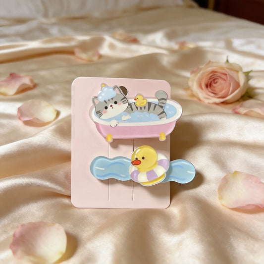 Cat Bathing Cute Hair Clip