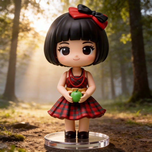Red Plaid Skirt Bow Girl Q Version Figurine