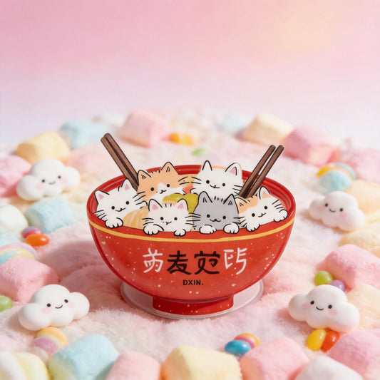 Cute Cat in Bowl Fun Phone Grip Stand