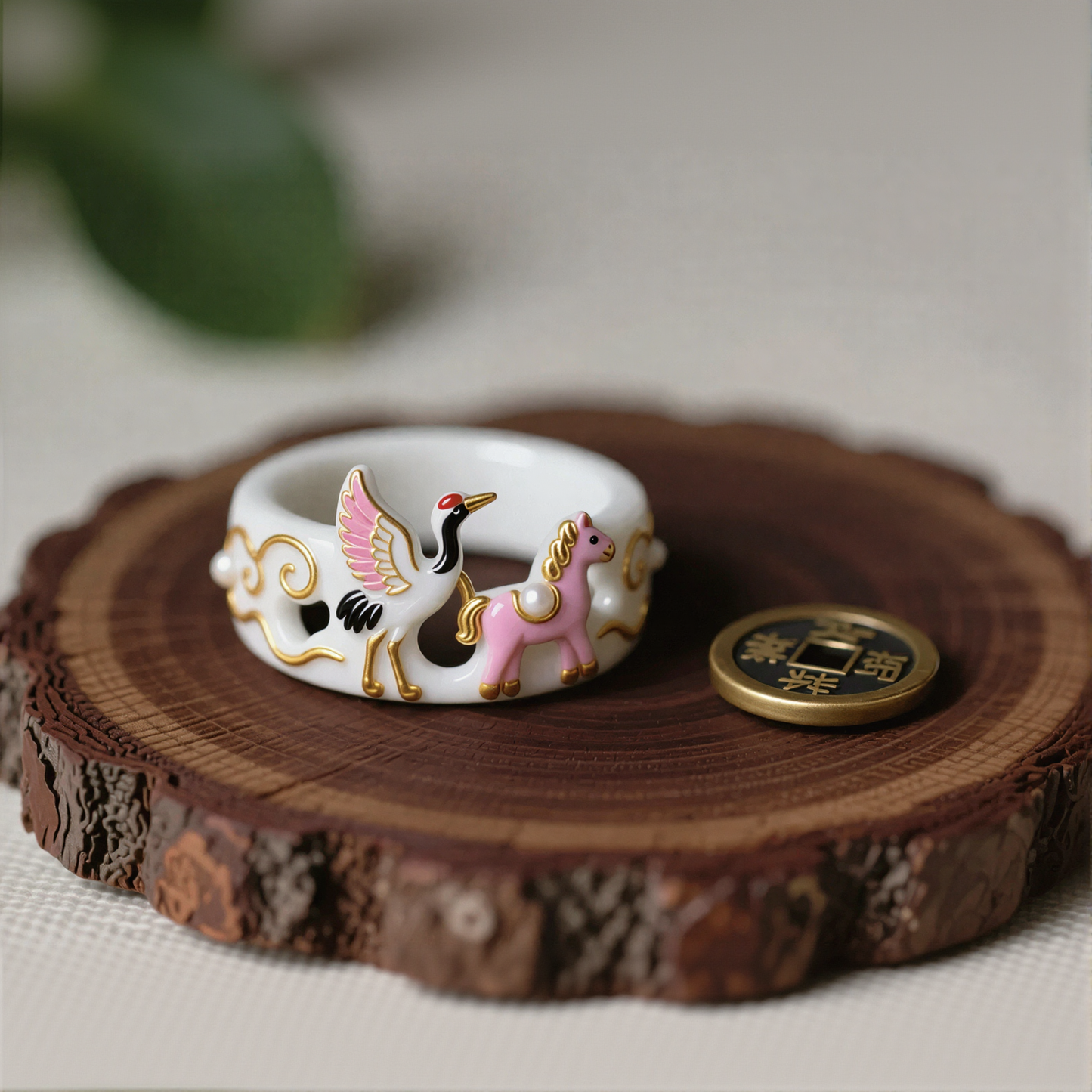 Crane Horse Auspicious Cloud Rings