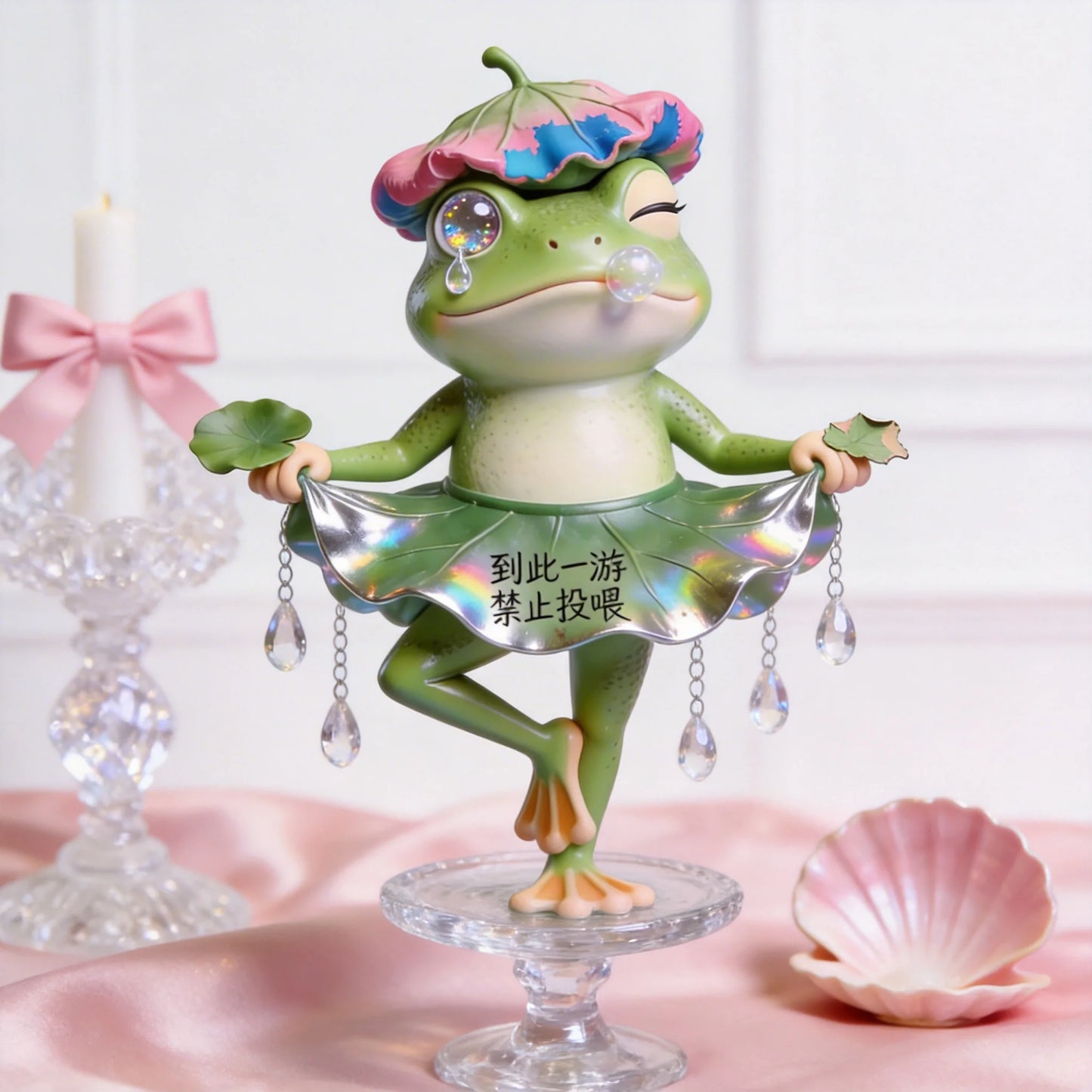 Lotus Leaf Skirt Frog Figurines