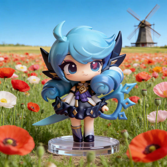 Blue Hair Cute Character Q Version Figurine