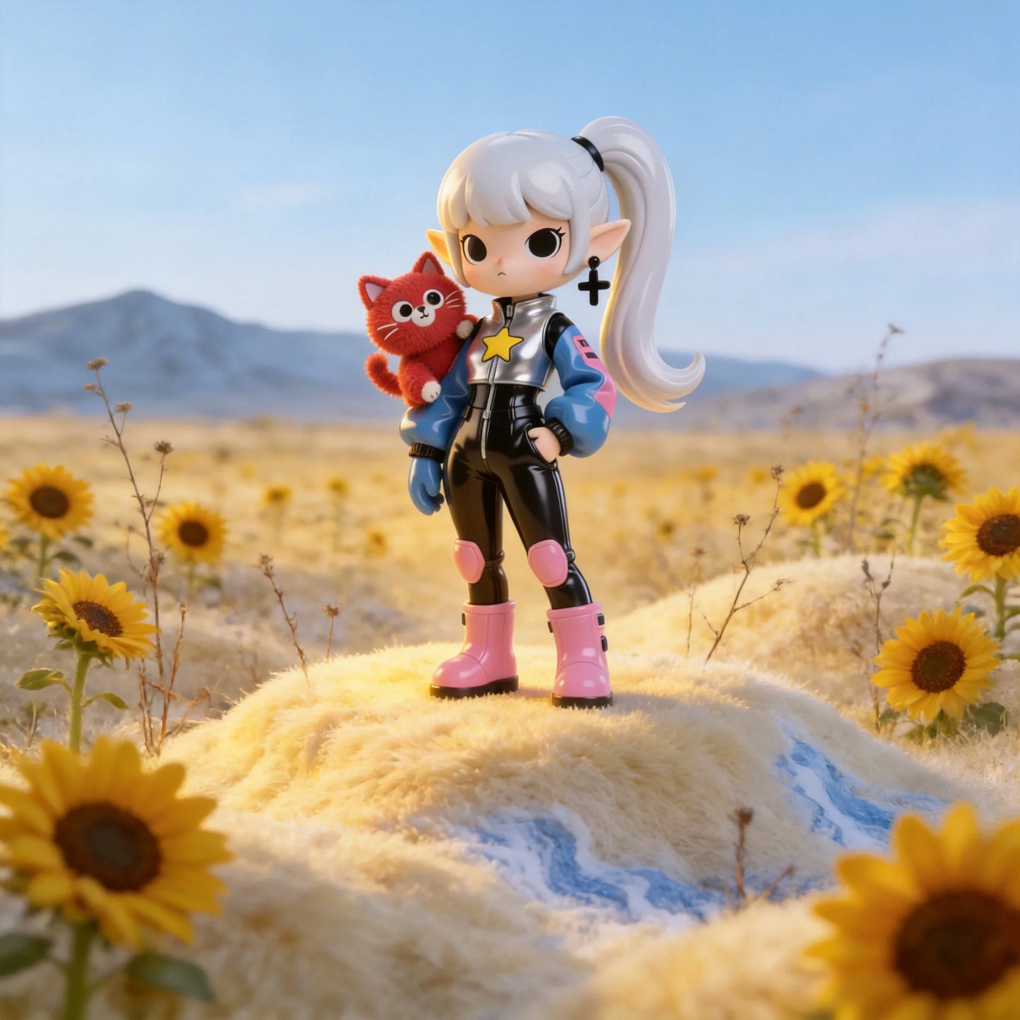 Trendy Girl and Cat Figurines