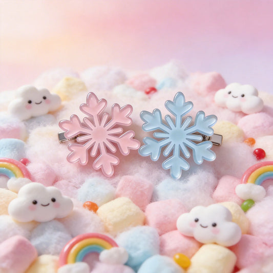 Pink Blue Snowflake Hair Clip