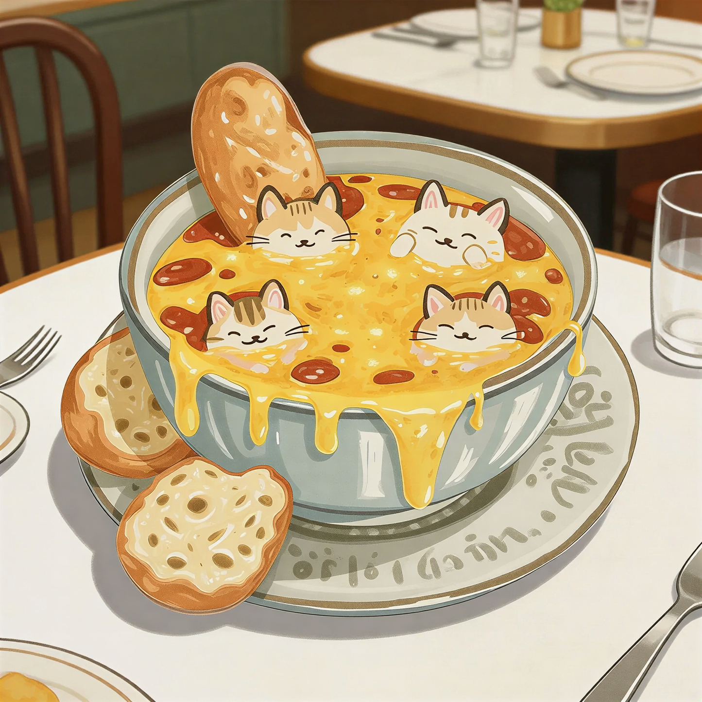 Cute Cat Cheese Soup Phone Grip Stand