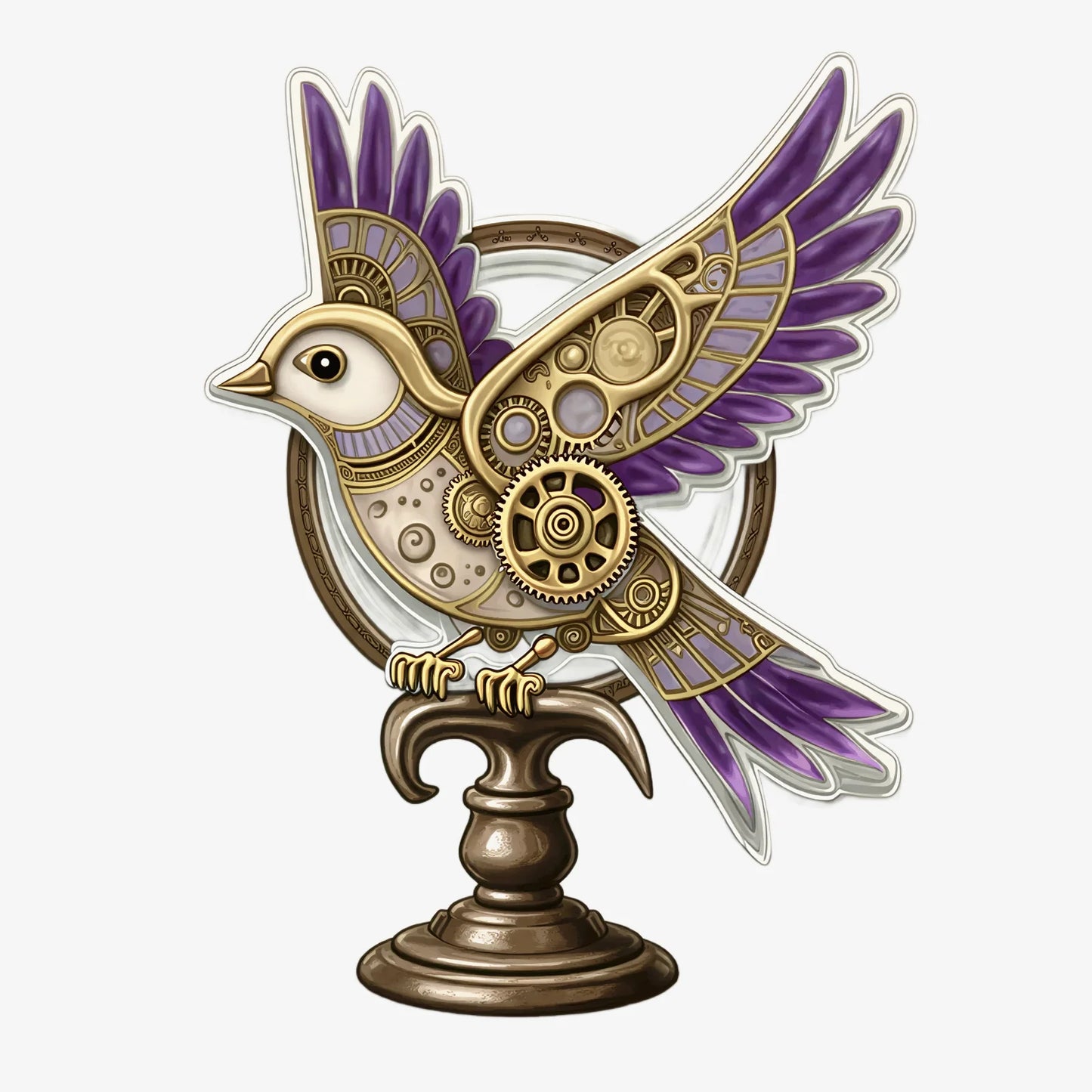 Mechanical Purple Wing Bird Phone Grip Stand