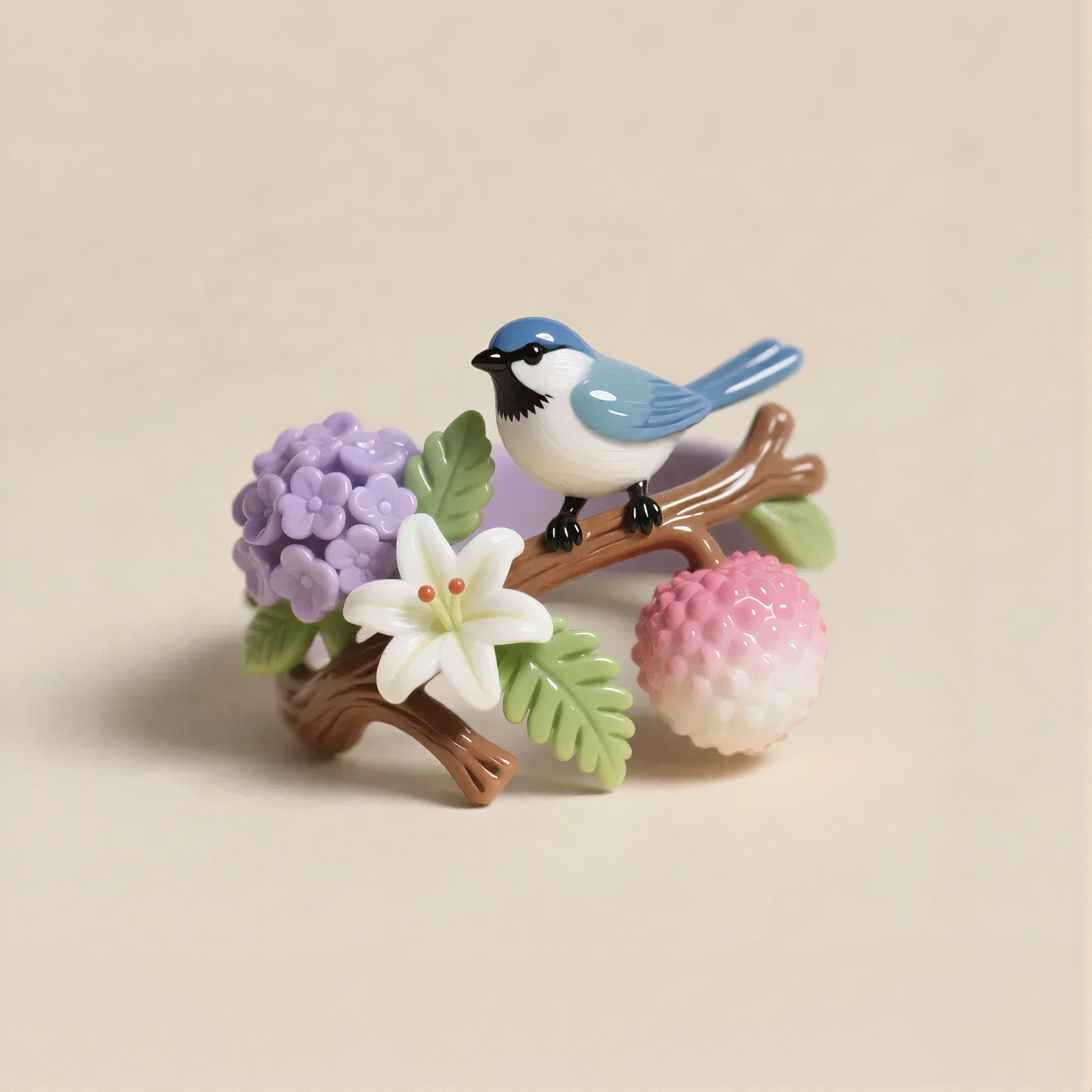 Fresh Flower & Bird Scene Rings